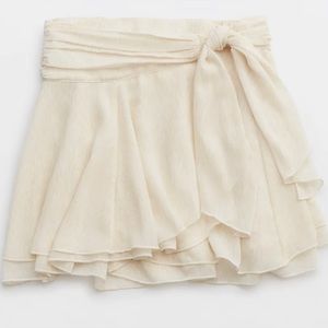 NEW! Aerie Chiffon Wrap Skirt with Self Wrap Tie, Flowy and Ruffles, Size L